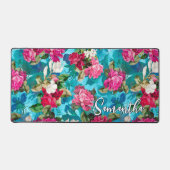 Élégante fleurs rose fleurie bleu motif (Recto)