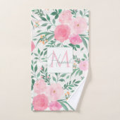 Elégante Fleurs Roses Blanches Aquarelle Florale (Serviette à main)