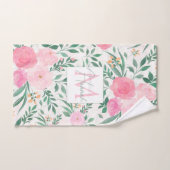 Elégante Fleurs Roses Blanches Aquarelle Florale (Serviette à main)