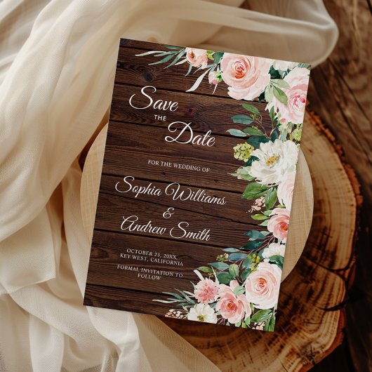 Élégante Fleurs Roses Bleues Enregistrer la carte 