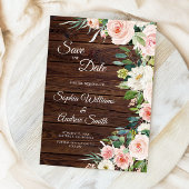 Élégante Fleurs Roses Bleues Enregistrer la carte 