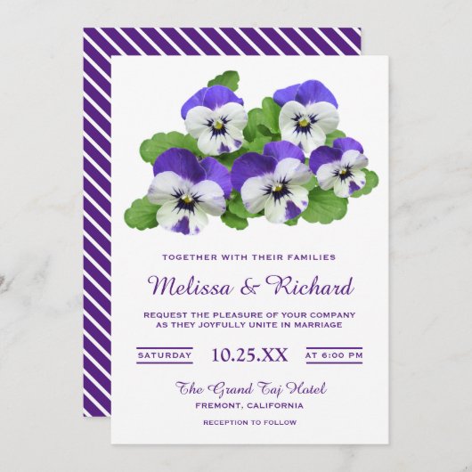 Élégante Fleurs violettes Faire-part de mariage sa (Devant / Derrière)