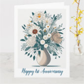 Elégante Flora Art Moderne Anniversaire Carte (Fleur jaune)