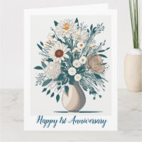 Elégante Flora Art Moderne Anniversaire Carte