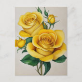 Elegante Flora Yellow Rose Briefkaart (Voorkant)
