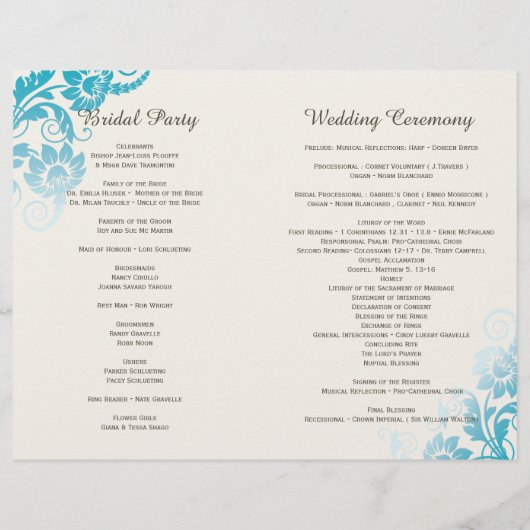 Élégante floraison Élégance Programmes de mariage (Dos)