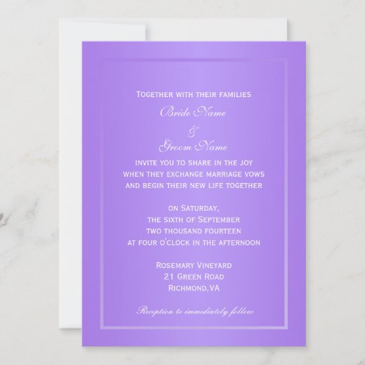 Elégante floraison violette invitations mariage ph (Devant)