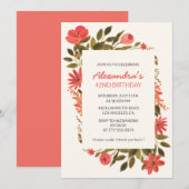 Elegante Floral 42e verjaardag uitnodigingen Boho (Voorkant / Achterkant)