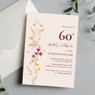 Elégante Floral 60e anniversaire Invitation