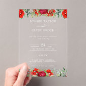 Elegante Floral Acryl bruiloft uitnodiging Suite Acryl Uitnodigingen (Insitu (Draagbaar))