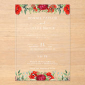 Elegante Floral Acryl bruiloft uitnodiging Suite Acryl Uitnodigingen (Voorkant)