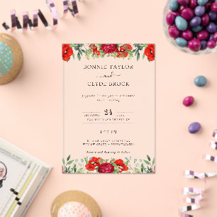 Elegante Floral Acryl bruiloft uitnodiging Suite Uitnodigingen
