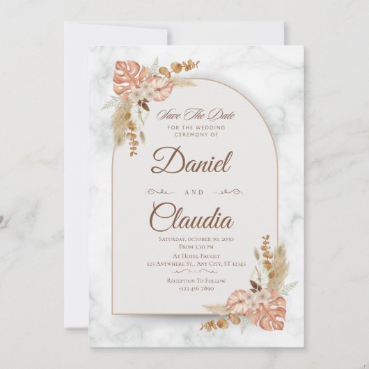 Elegante Floral Arch bruiloft uitnodiging (Voorkant)