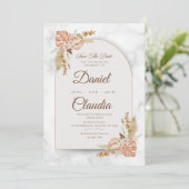 Elegante Floral Arch bruiloft uitnodiging (Staand voorkant)