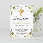 Elegante Floral Bautizo Amarillo Bebé Invitation (Debout devant)