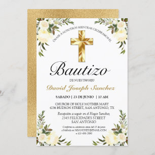 Elegante Floral Bautizo Amarillo Bebé Invitation