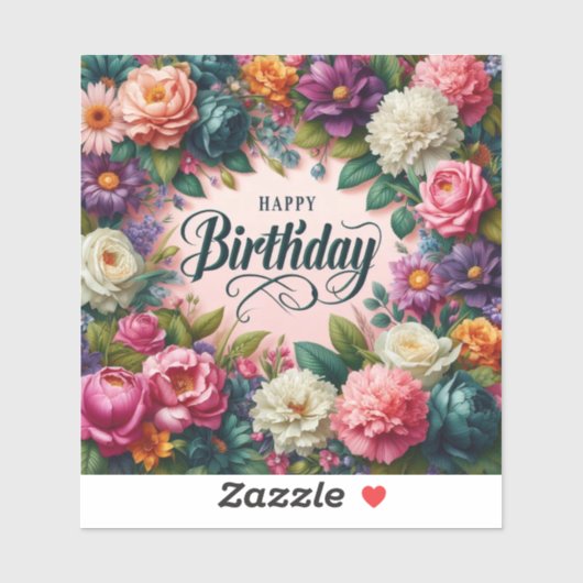 Elegante Floral Birthday sticker (Vel)