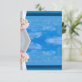 Elégante Floral Blue Ocean Beach Mariage Carte de  (Debout devant)