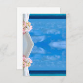 Elégante Floral Blue Ocean Beach Mariage Carte de  (Devant / Derrière)