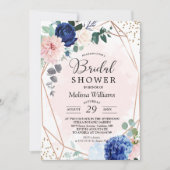 Elégante Floral Blush Invitation de la douche nupt (Devant)