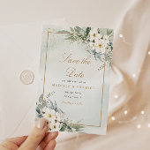 Elegante Floral Boho foto bruiloft Save the Date Kaart