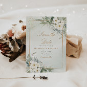 Elegante Floral Boho foto bruiloft Save the Date Kaart