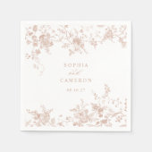 Elegante Floral  Botanische Blush Bruiloft Servet (Voorkant)