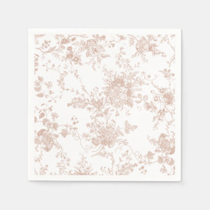 Elegante Floral Botanische Blush Perzik Toile Brui Servet