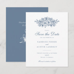 Elegante Floral  Botanische Bruiloft Opslaan Datum Kaart