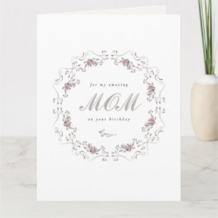 Elegante Floral Botanische verjaardag Moeder Kaart