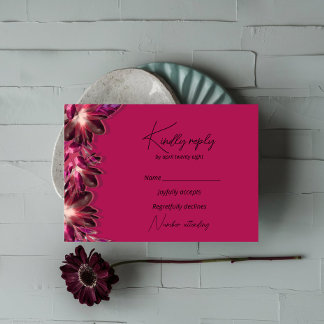 Elegante Floral Bourgogne RSVP Kaartje