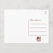 Elegante Floral Bourgondische pioenroos bruiloft D Briefkaart (Achterkant)