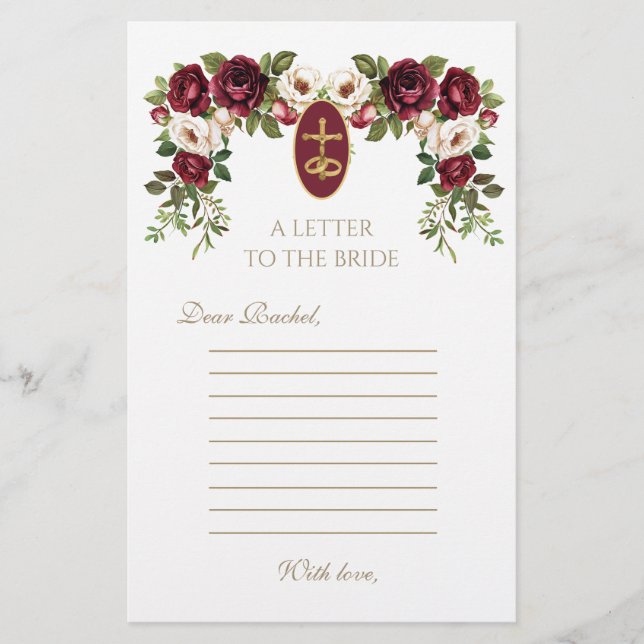 Elegante Floral Catholic Vrijgezellenfeest Rozen (Voorkant)