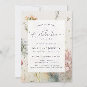 Elegante Floral Celebration of Life Memorial Kaart