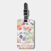 Elegante Floral Chic Stijlvol Girly Bagagelabel (Voorkant verticaal)