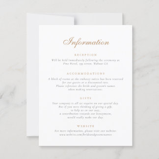 Elegante Floral  Classic Bruiloft Informatie Kaart