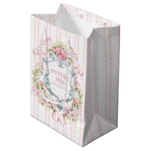 Elegante Floral Crest   toekomstige mevrouw Medium Cadeauzakje