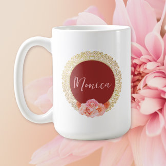 Elegante Floral Custom Golden Oriental Lijst Koffiemok