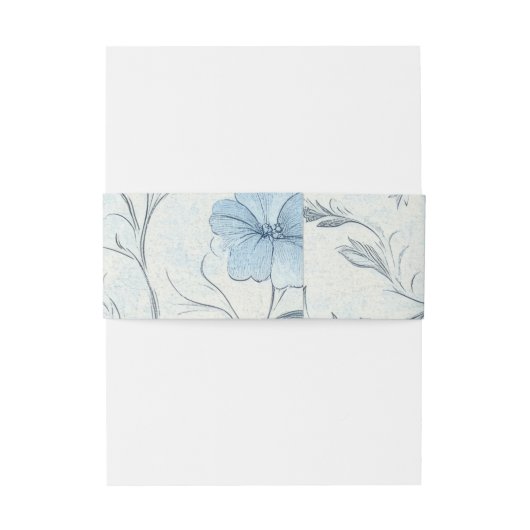 Elegante Floral Dusty Blue Botanical Spring Weddin Uitnodigingen Wikkel (Achterkant Voorbeeld)