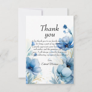Elegante Floral Dusty Blue doop Bedankkaart