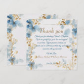 Elegante Floral Dusty Blue doop Bedankkaart (Voorkant / Achterkant)