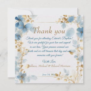 Elegante Floral Dusty Blue doop Bedankkaart