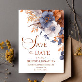 Elegante Floral Dusty Blue Terracotta bruiloft Save The Date