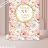 Elegante Floral Dusty Roze Verjaardagsfeestje Acht Wandkleed