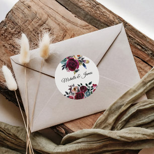 Elegante Floral en Tropical Wedding Envelope Seals Ronde Sticker