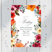Elegante Floral Fiesta bruiloft met QR-code Kaart