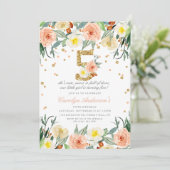 Elégante Floral Girls 5e Anniversaire Invitations (Debout devant)