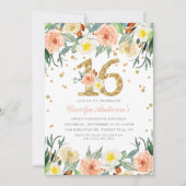 Elégante Floral Girls Sweet 16 Invitations d'anniv (Devant)