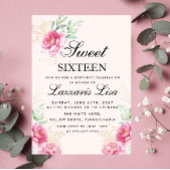 Elegante Floral & Gold Leaf Verjaardag Sweet Sixte Kaart