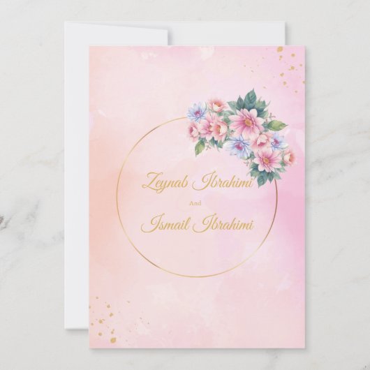 Elegante Floral Goud Lijst Islamitische Moslim bru Kaart (Achterkant)